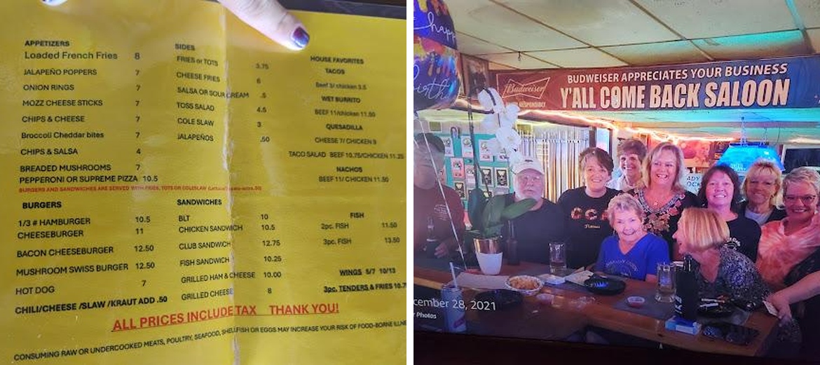 Mary's Snack Shack Menu